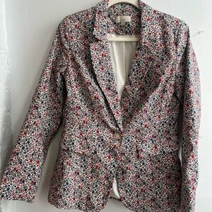 LOFT Red and Blue Floral Blazer